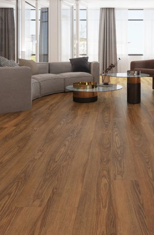 Modern open living space dark SPC floors