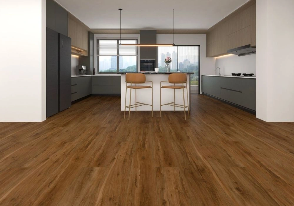 Modern kitchen dark oak LVT flooring
