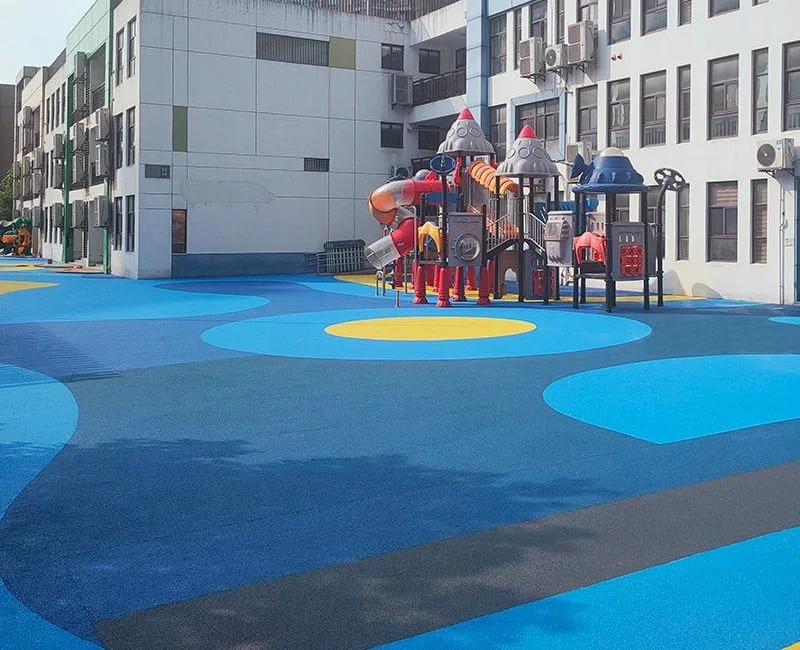 Blue yellow EPDM school playground floor
