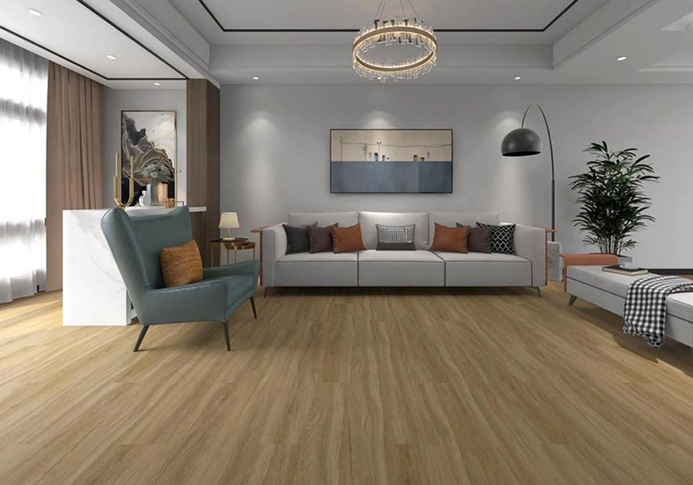 Modern apartment living room SPC flooring finish