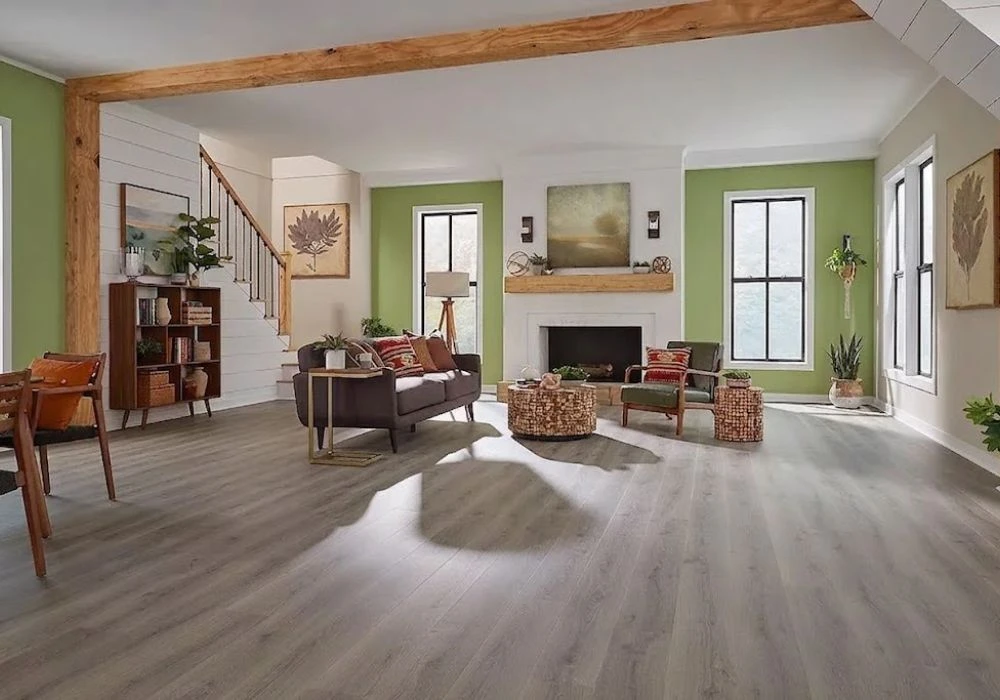 Rustic living area grey oak vinyl flooring