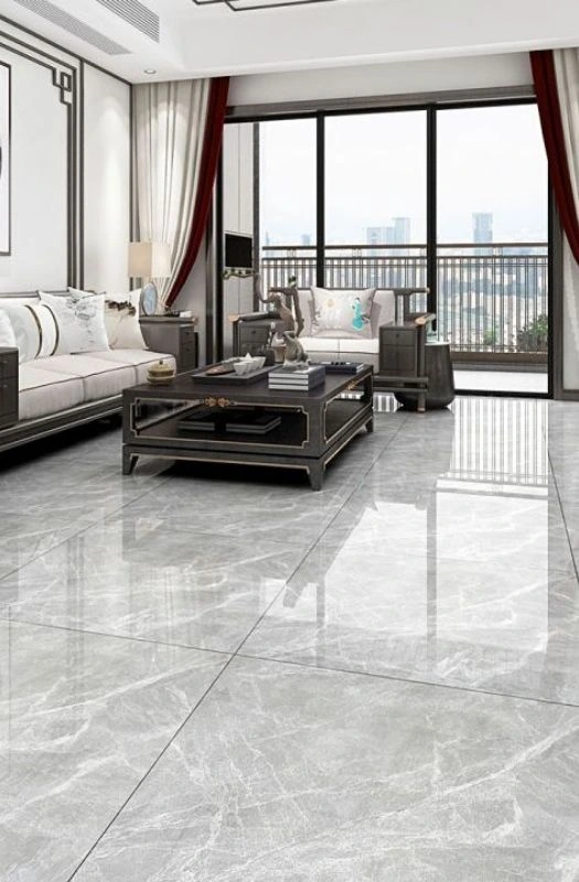 Grey marble style ceramic tiles for living