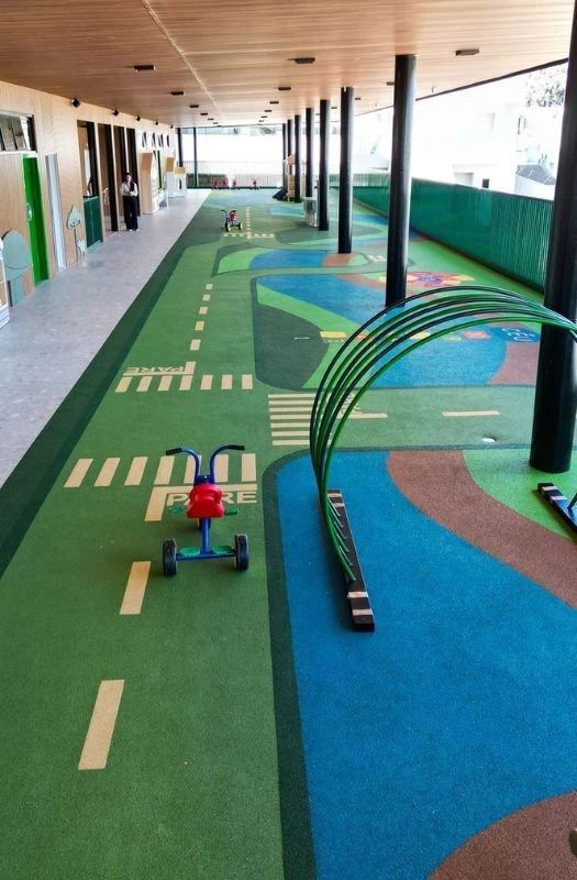 Covered track green blue EPDM rubber floor