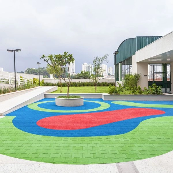 Green blue red EPDM rubber patio tiles