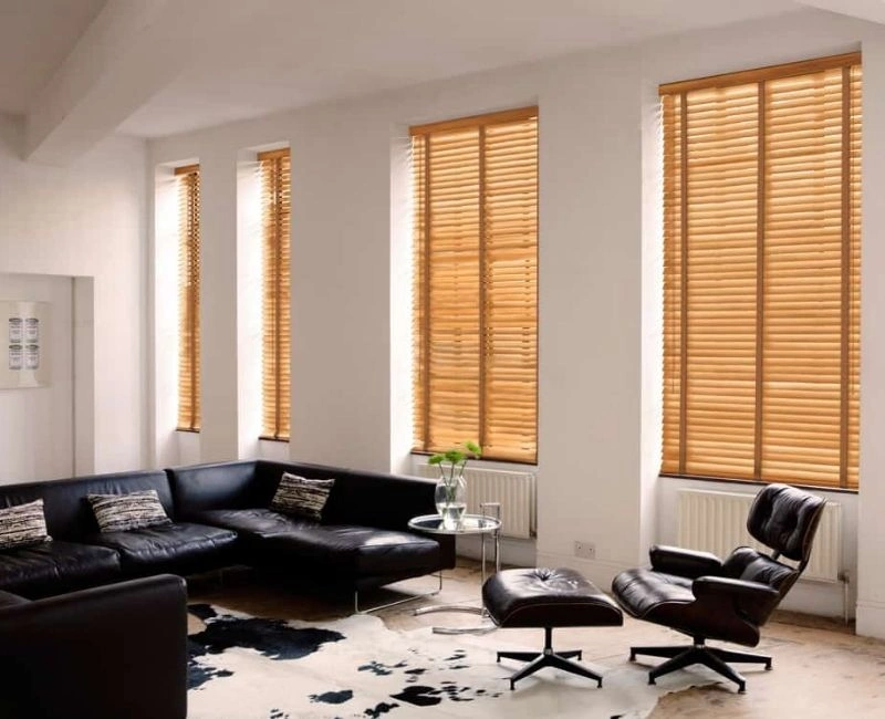 Natural timber wooden blinds spacious interior