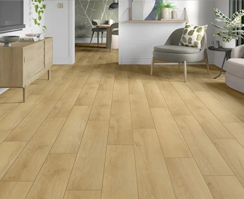 Bright hallway light oak vinyl planks