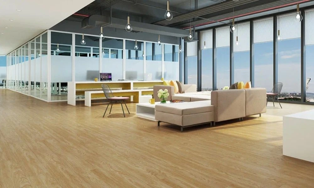 Light oak LVT flooring commercial office