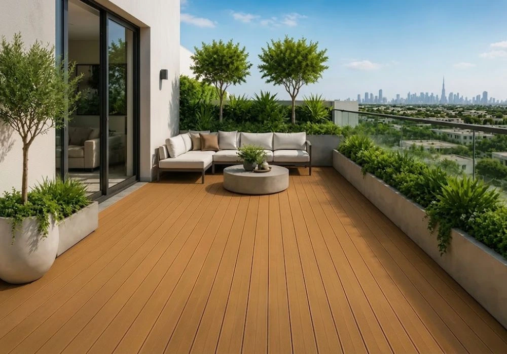 Penthouse balcony with teak WPC deck flooring