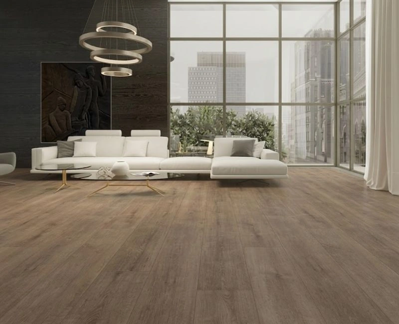 Dark luxury living room SPC wood flooring
