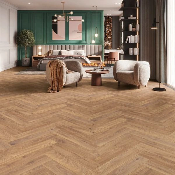 Spacious master suite with oak parquet flooring