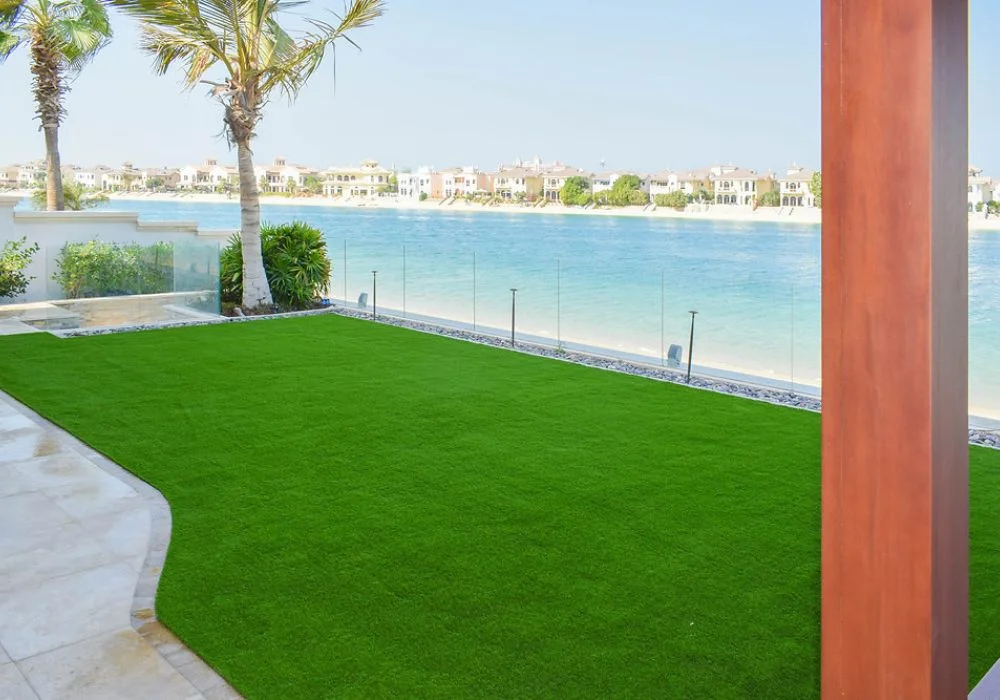 Luxury artificial grass lawn in Dubai villa