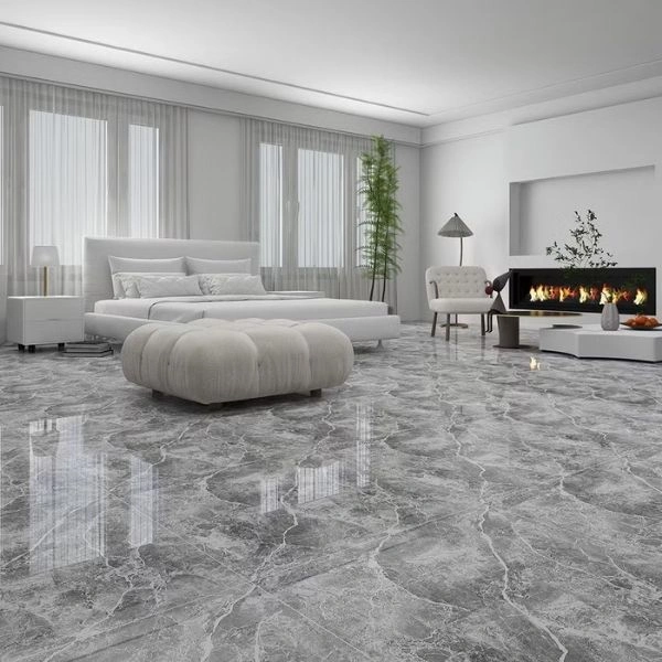 Luxury grey ceramic tiles in bedroom