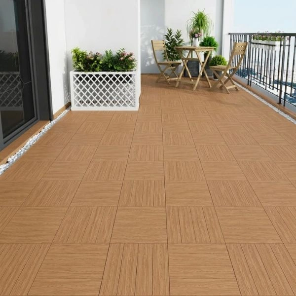 Outdoor apartment balcony wood deck tiles