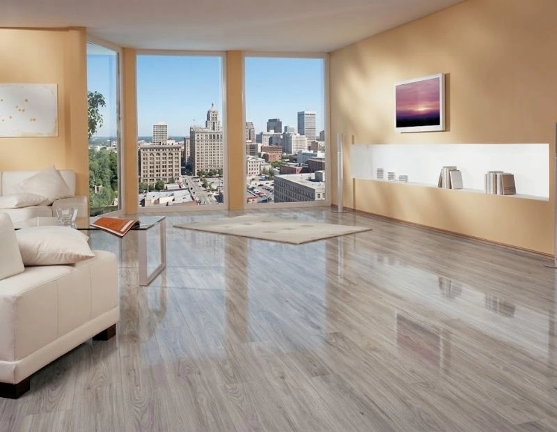 Modern light grey laminate flooring in Dubai