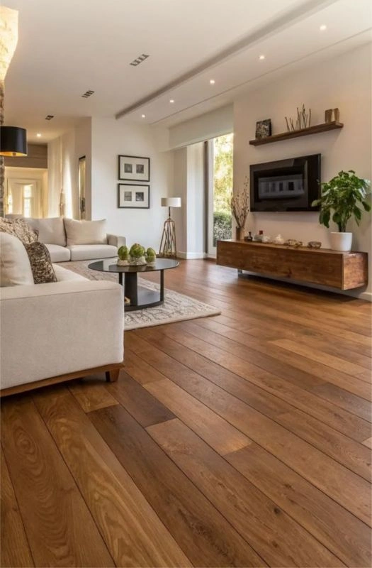 Natural oak wood flooring living room