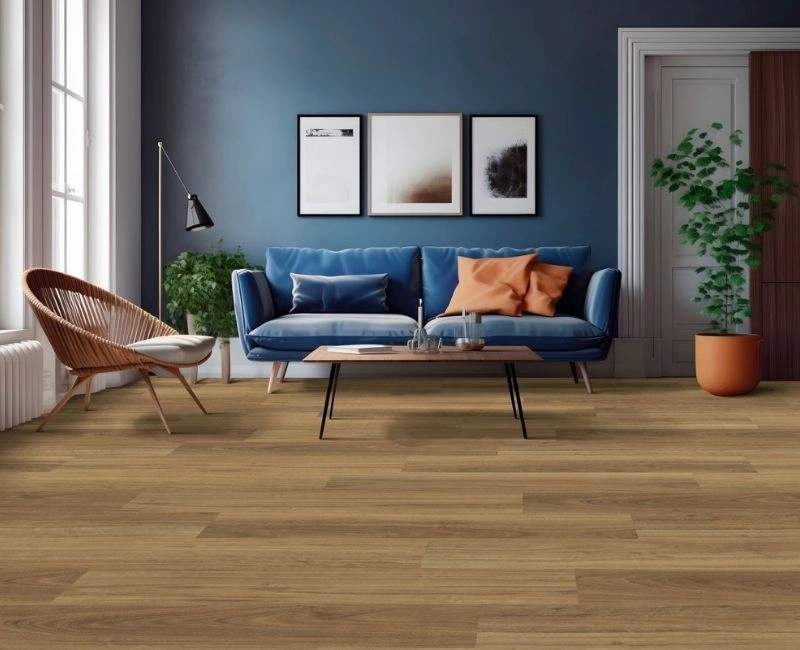 Natural wood LVT flooring living room