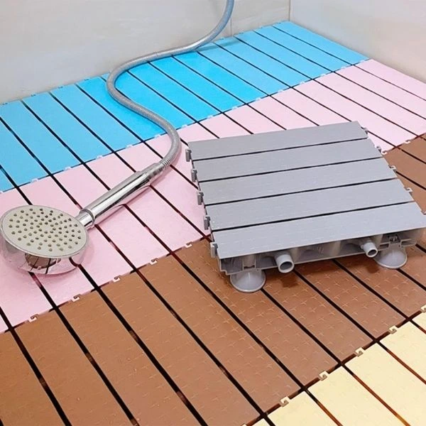 Non slip plastic interlocking bathroom floor mats