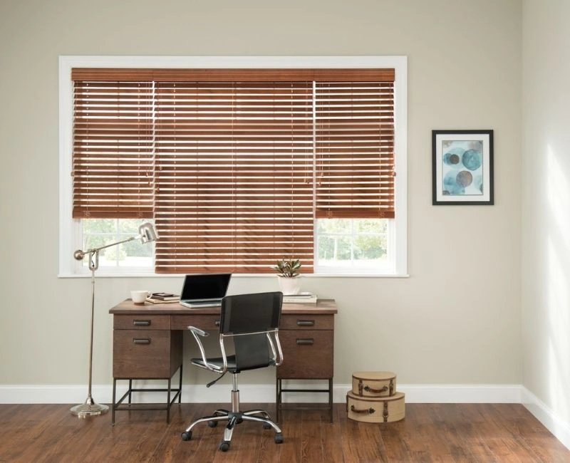 Medium oak wooden blinds study room