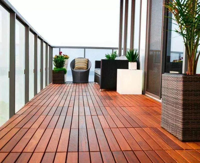 High rise balcony wooden deck flooring
