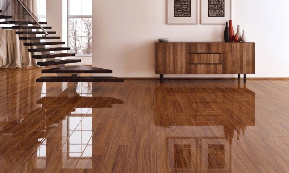 Premium dark walnut laminate flooring in Dubai