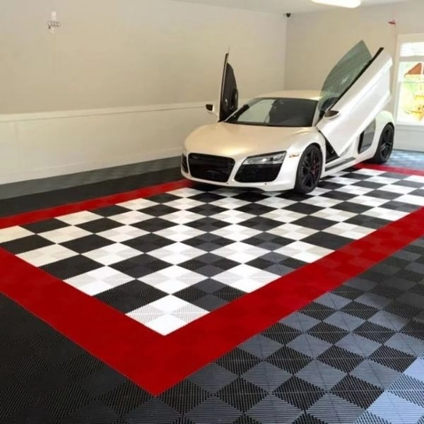 Premium garage flooring services in Dubai showroom