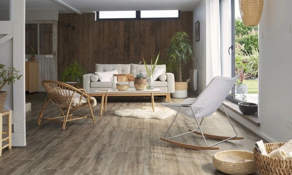 Rustic living room vinyl wooden flooring