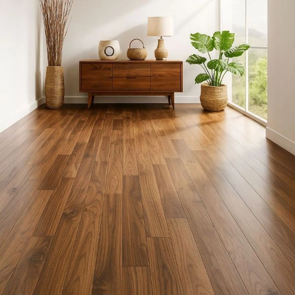 Rich teak wood LVT flooring home