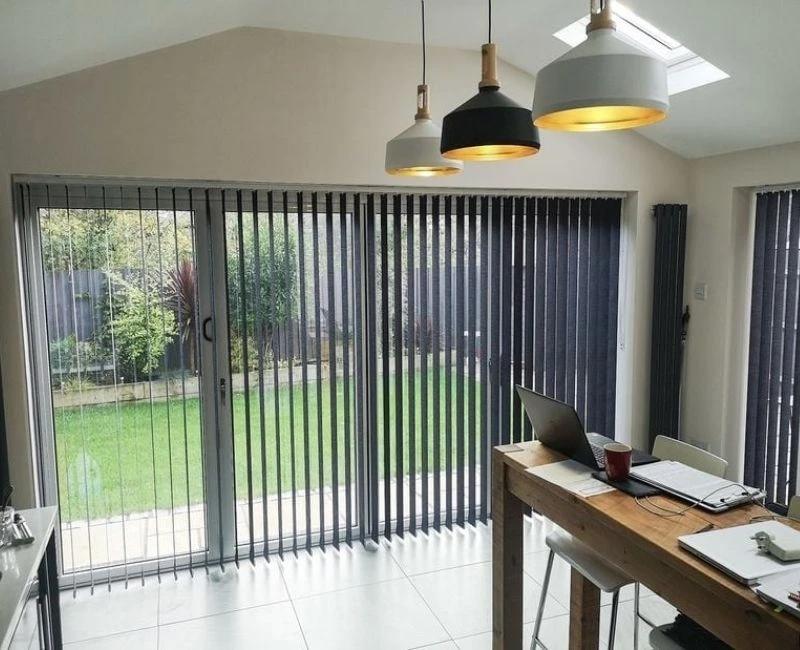 Black vertical blinds patio glass door