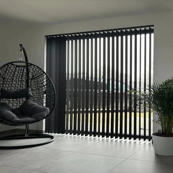 Black vertical blinds modern sliding door