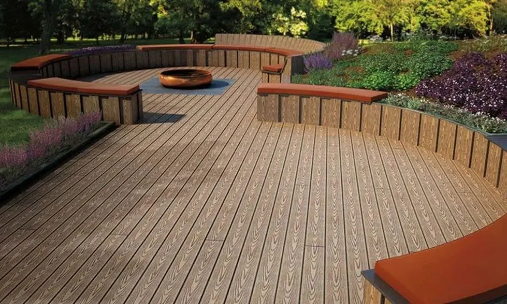 Outdoor garden seating with WPC deck flooring