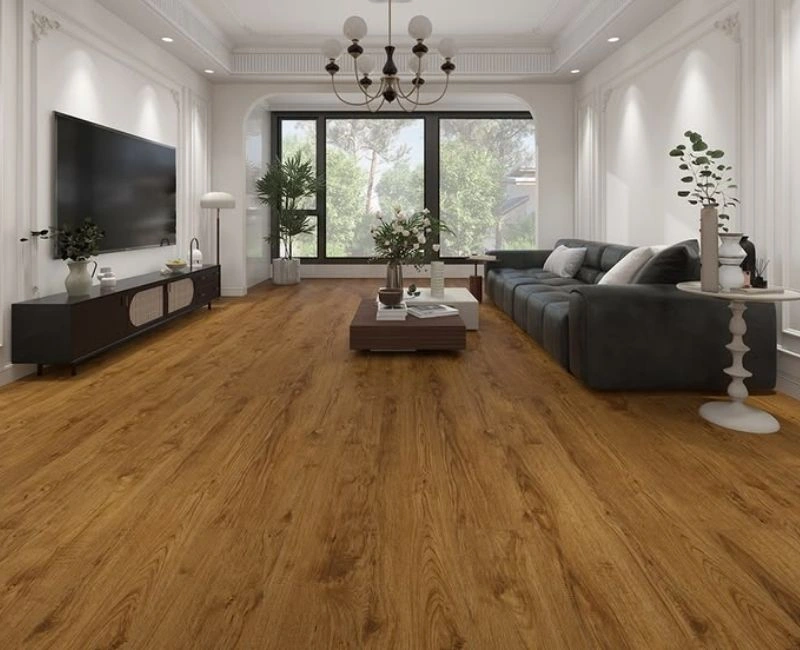 Warm oak LVT flooring spacious lounge