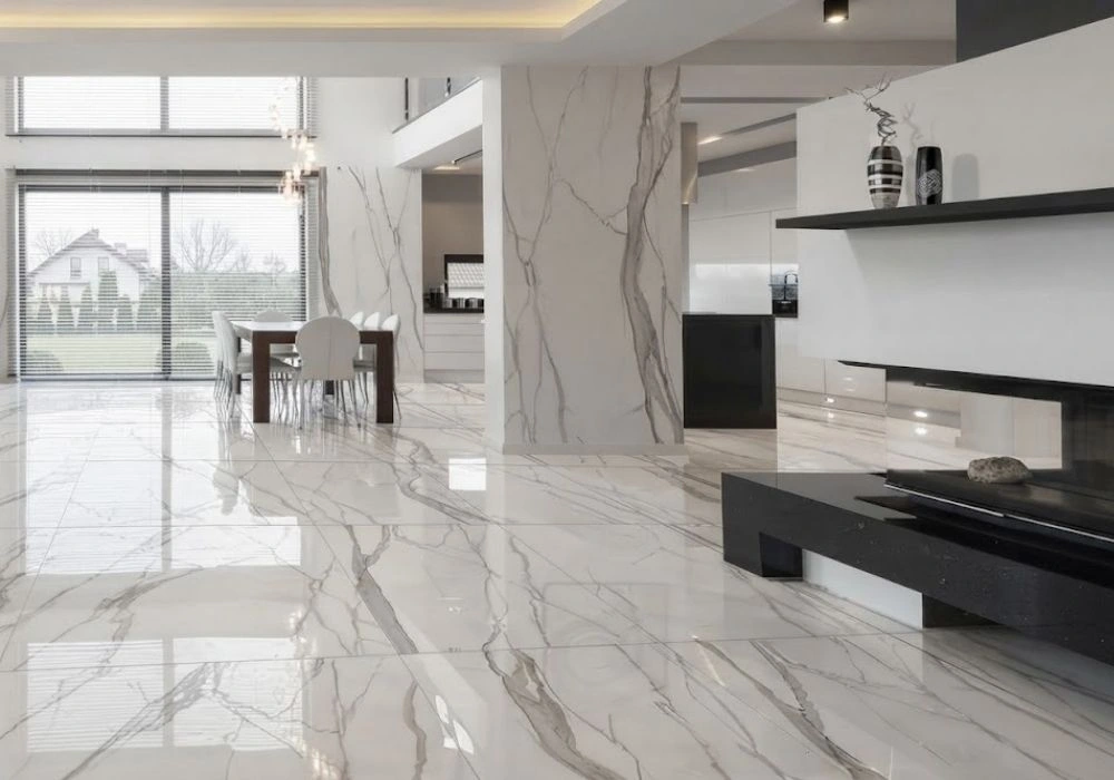 White calacatta ceramic tiles for luxury villa