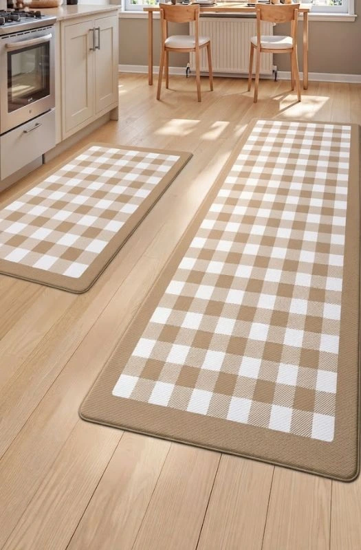Beige checkered kitchen floor mats Dubai