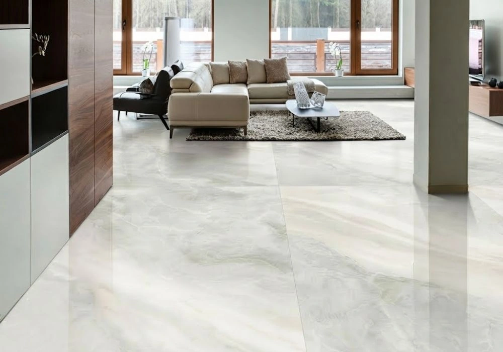 Beige marble finish porcelain floor tiles Dubai