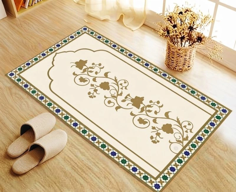 Cream Floral Design Prayer Mat