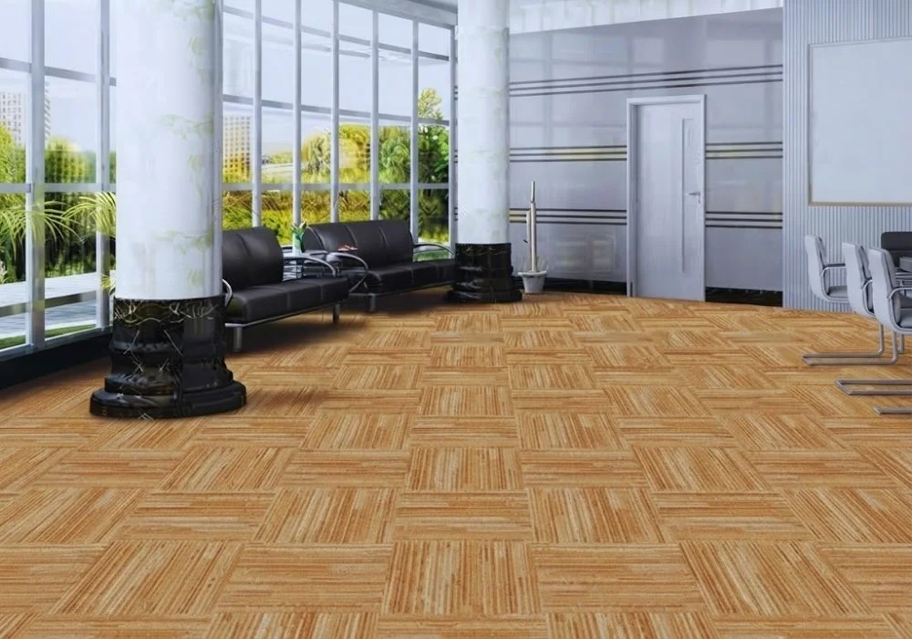 Beige textured carpet tiles commercial lobby Dubai