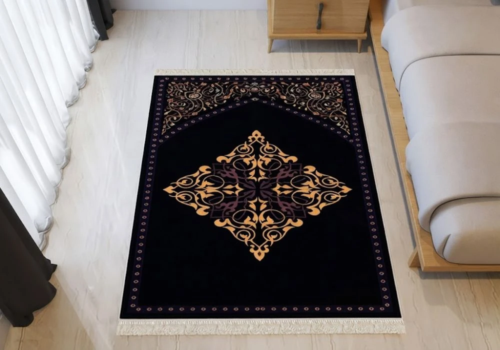 Black And Gold Geometric Prayer Mat