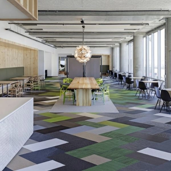 Green and blue block pattern office carpet Dubai