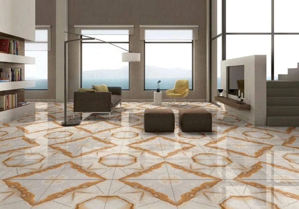 Decorative patterned porcelain tiles for modern lounge