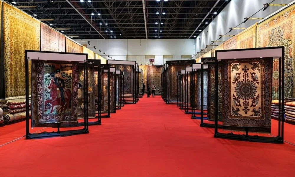 Display stands with various carpets