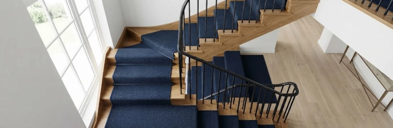 Deep blue luxury stair carpet in Dubai