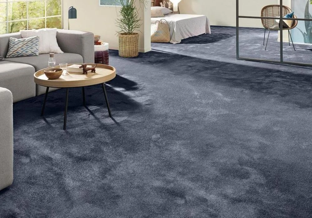 Slate blue wool carpet in Dubai home