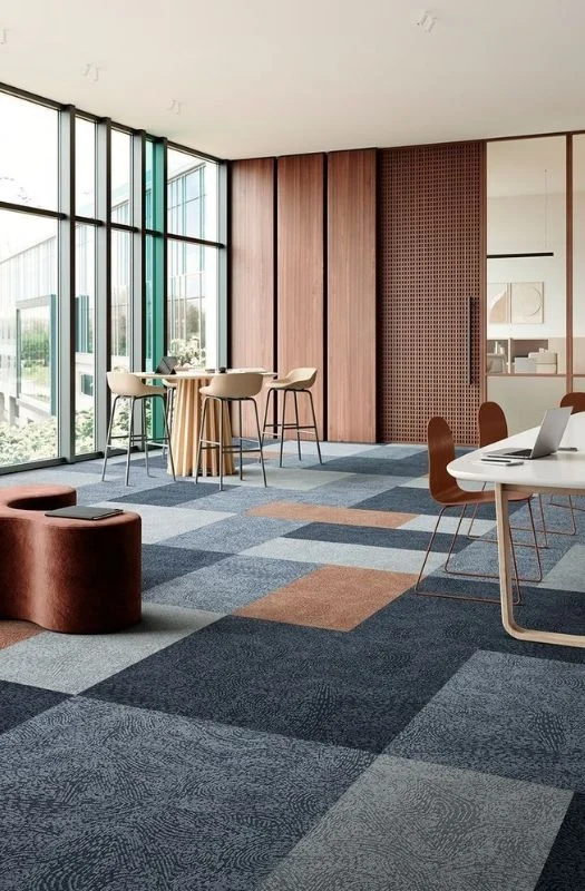 Grey brown block carpet tiles office lounge