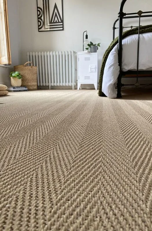 Cozy bedroom natural sisal carpet dubai