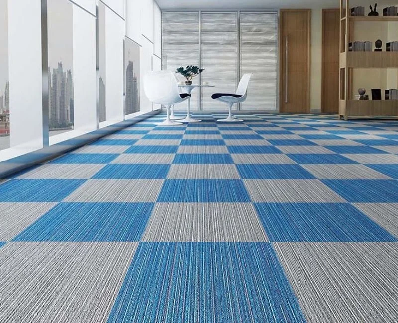 Interlocking carpet tiles for bright indoor spaces