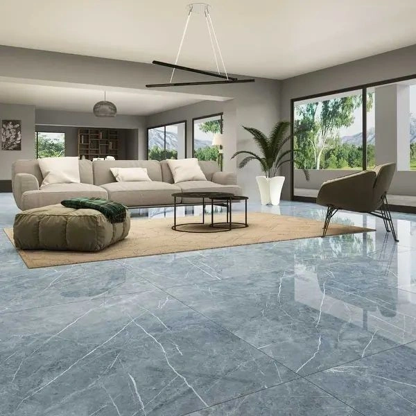 Luxury blue porcelain tiles for living room