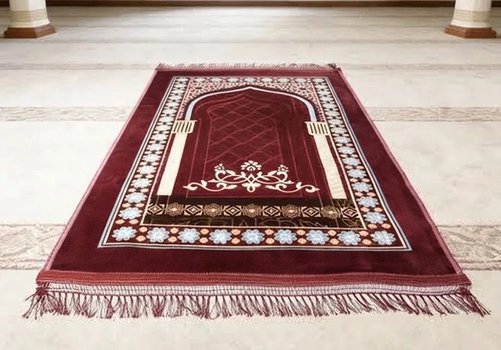 Classic Maroon Velvet Prayer Mat