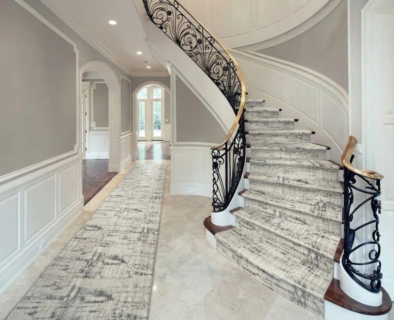 Luxury marble hallway and stair carpet