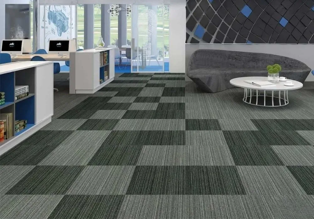 Modern grey block carpet tiles office lounge