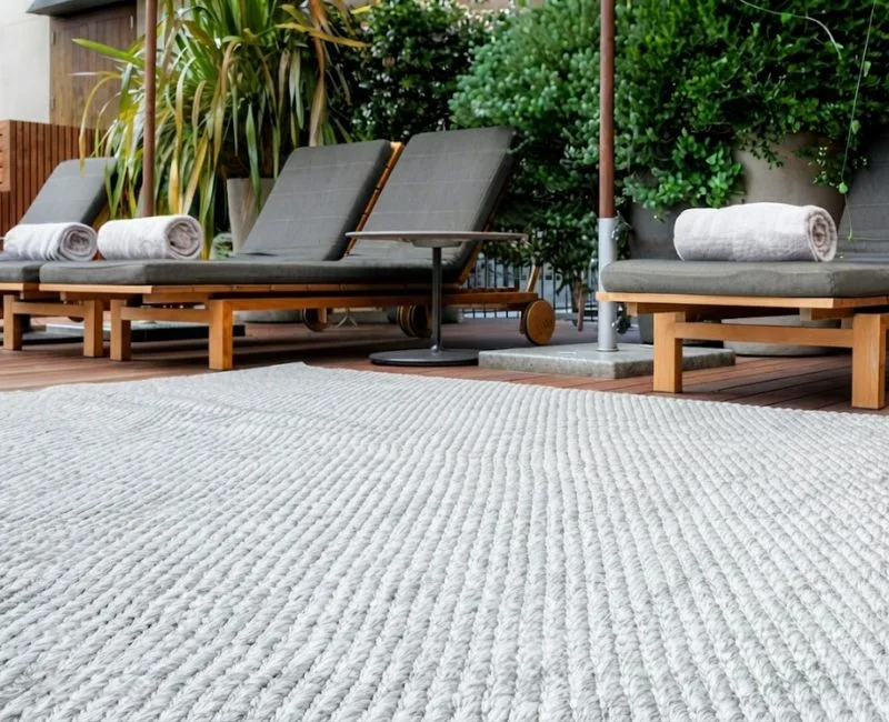 Light grey textured outdoor carpet lounge